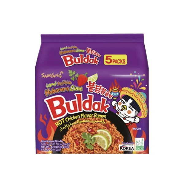 Samyang Korean Buldak Habanero Lime Instant Ramen Noodle, 5 Bags
