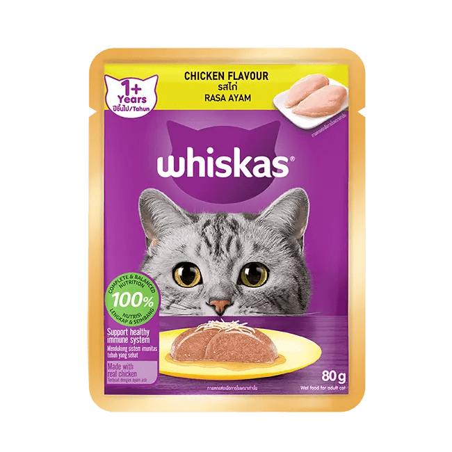 Whiskas Adult Chicken Flavor Wet Food Pouch (80gm)
